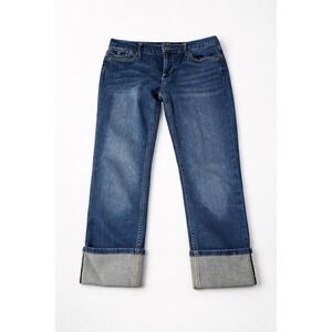 Banana Republic Blue Straight Leg Cuffed Jeans Dark Wash Size 30/10R Women